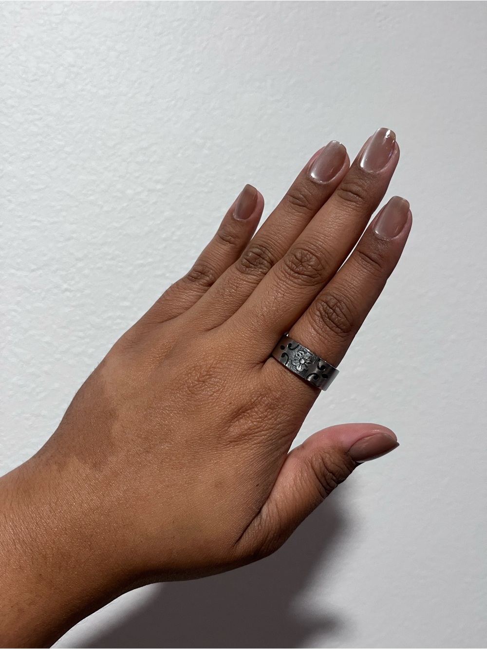 Vintage Floral Spoon Ring in Gunmetal Gray - Unisex Jewelry